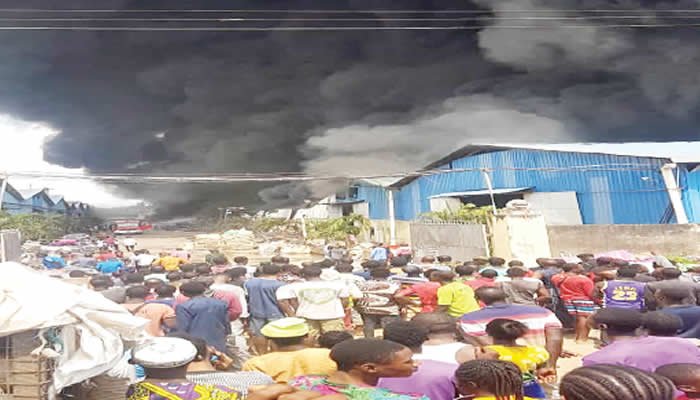 Ogun residents scamper for safety as fire destroyed Chinese company