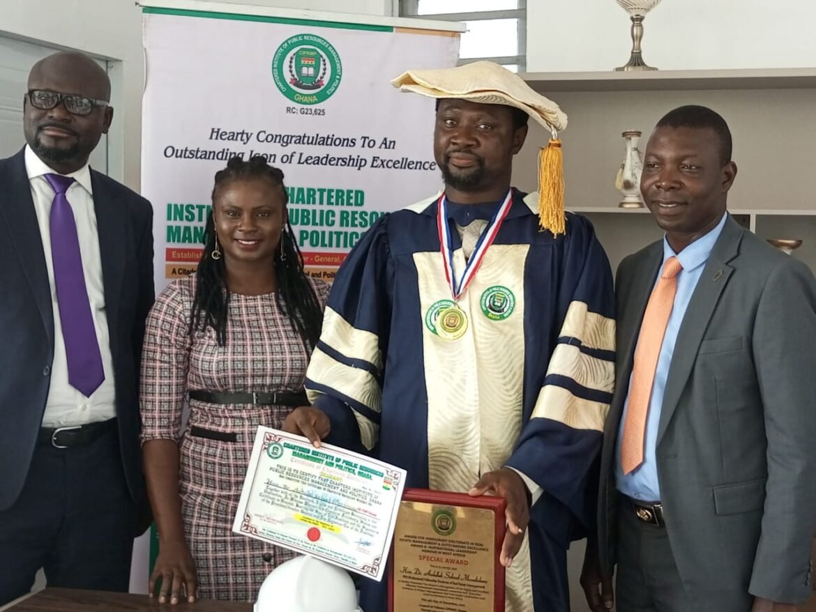 Foreign Institute honours Harmony Gardens Boss, Audullahi Saheed Mosadoluwa