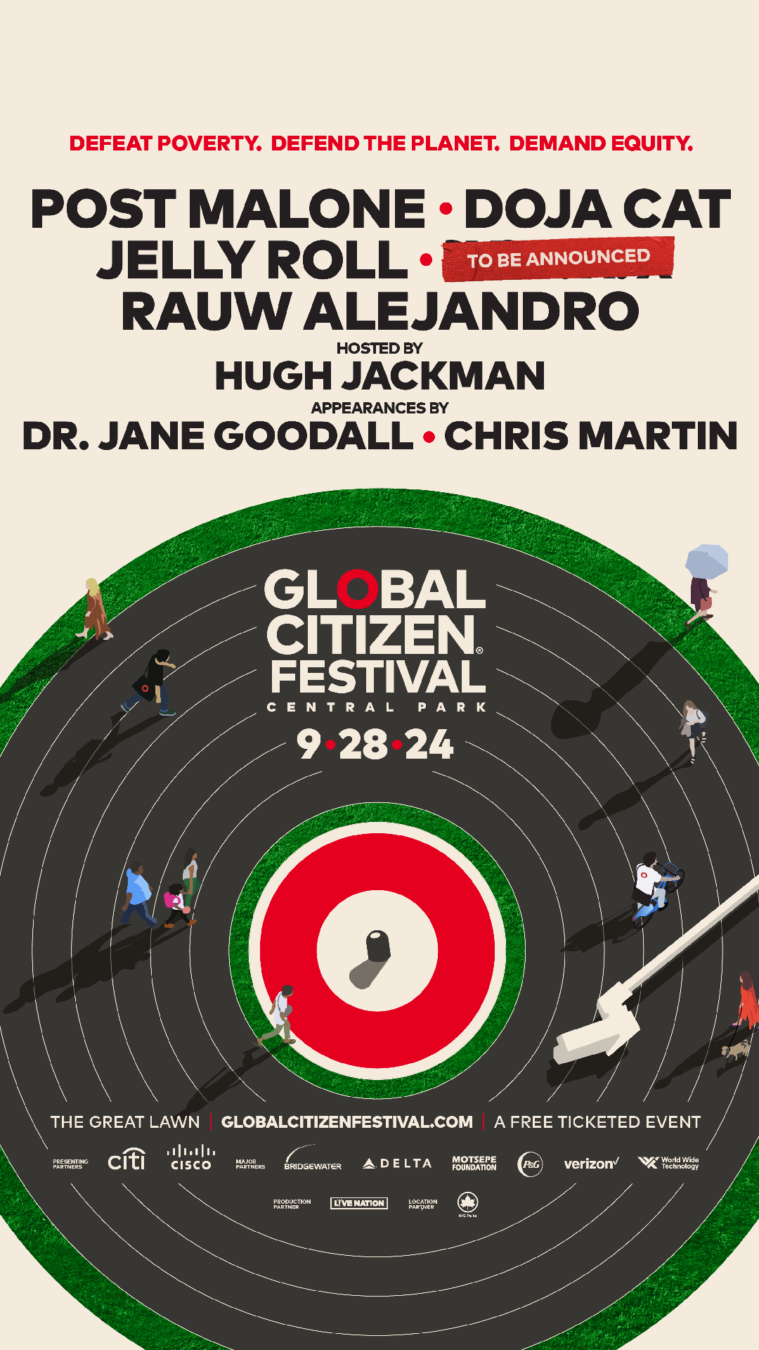 2024 GLOBAL CITIZEN FESTIVAL LINEUP UNVEILED: POST MALONE AND DOJA CAT TO HEADLINE, HUGH JACKMAN TO HOST  